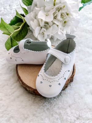 Baptism Leather Shoes Hearts