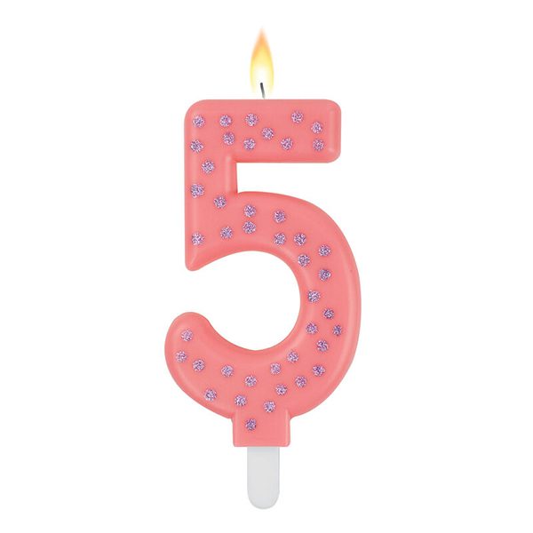 Maxi Cake Candle Pink Number 5 by Legami