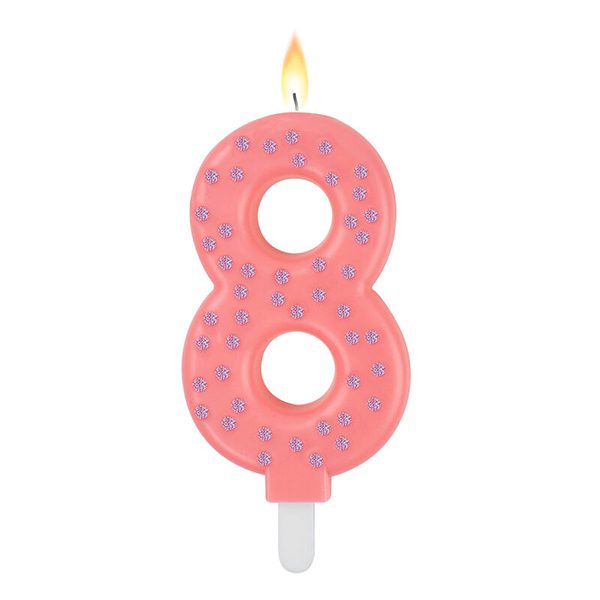 Maxi Cake Candle Pink Number 8 by Legami