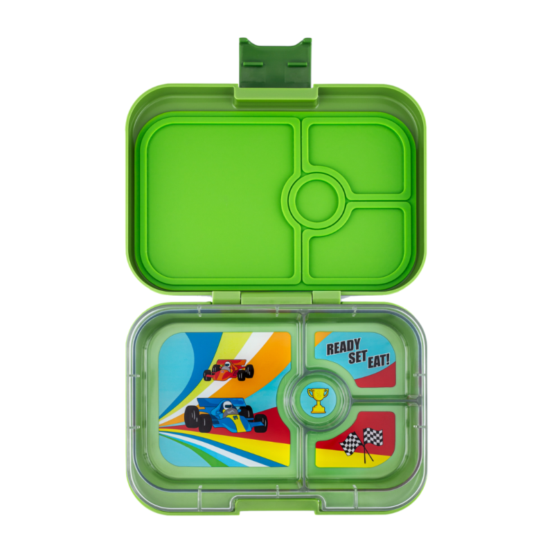 Yumbox Panino 4-sections Matcha Green / Race Cars tray