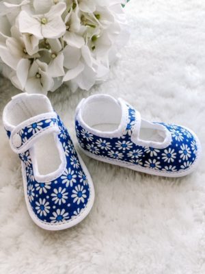 Pre walker Cotton Shoes Blue Daisies
