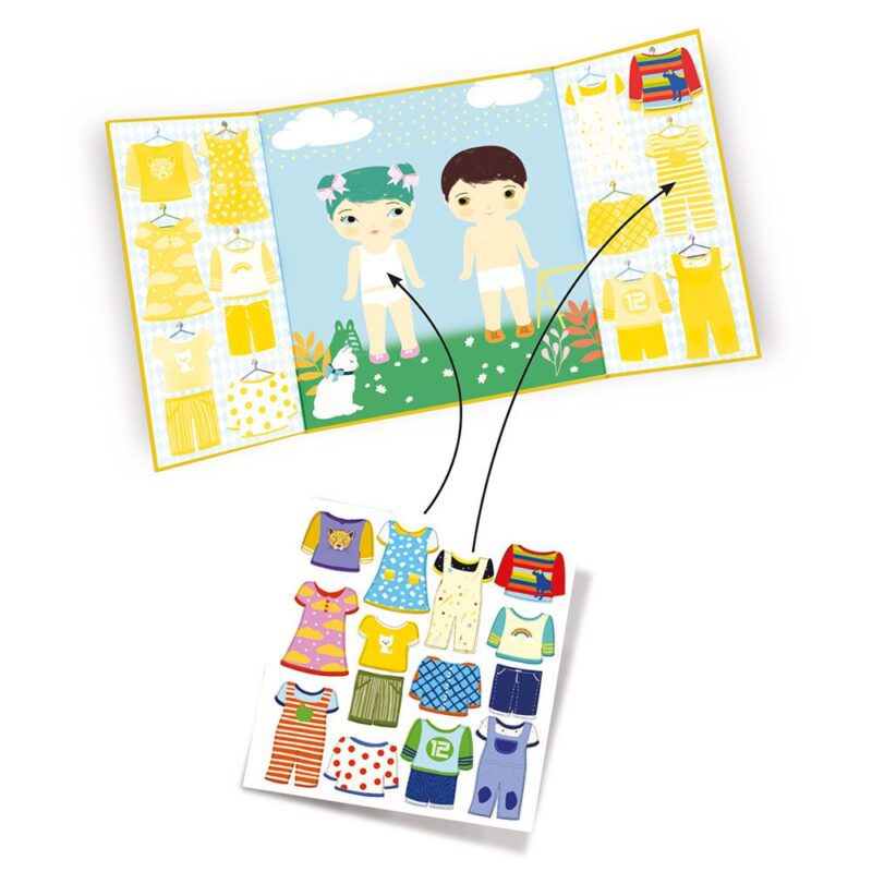 triptych with self-adhesive stickers I learn and dress by Djeco - Image 2