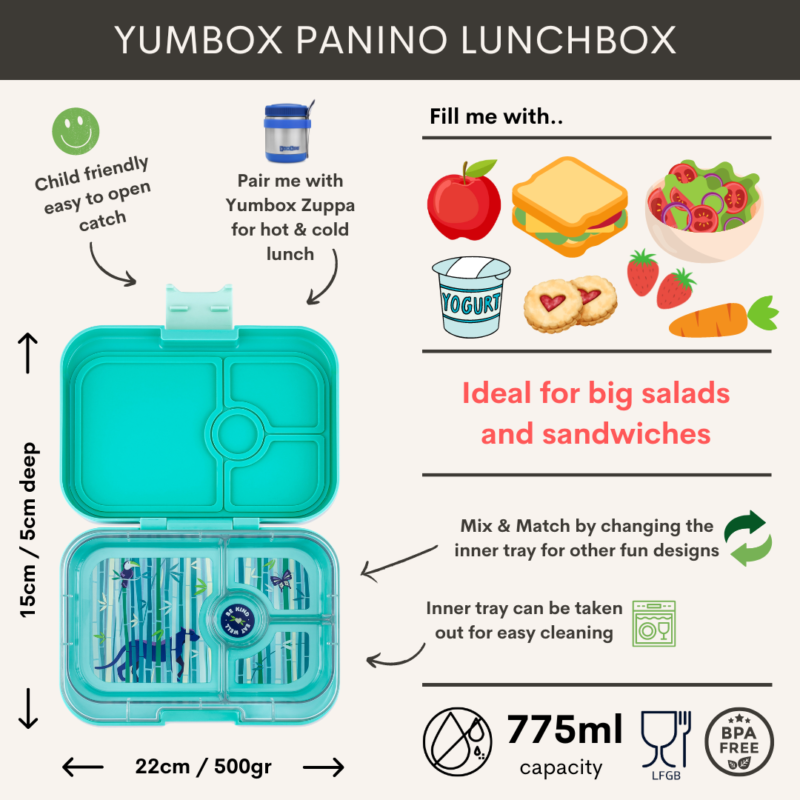 Yumbox Panino 4-sections  Tropical Aqua / Panther tray - Image 4