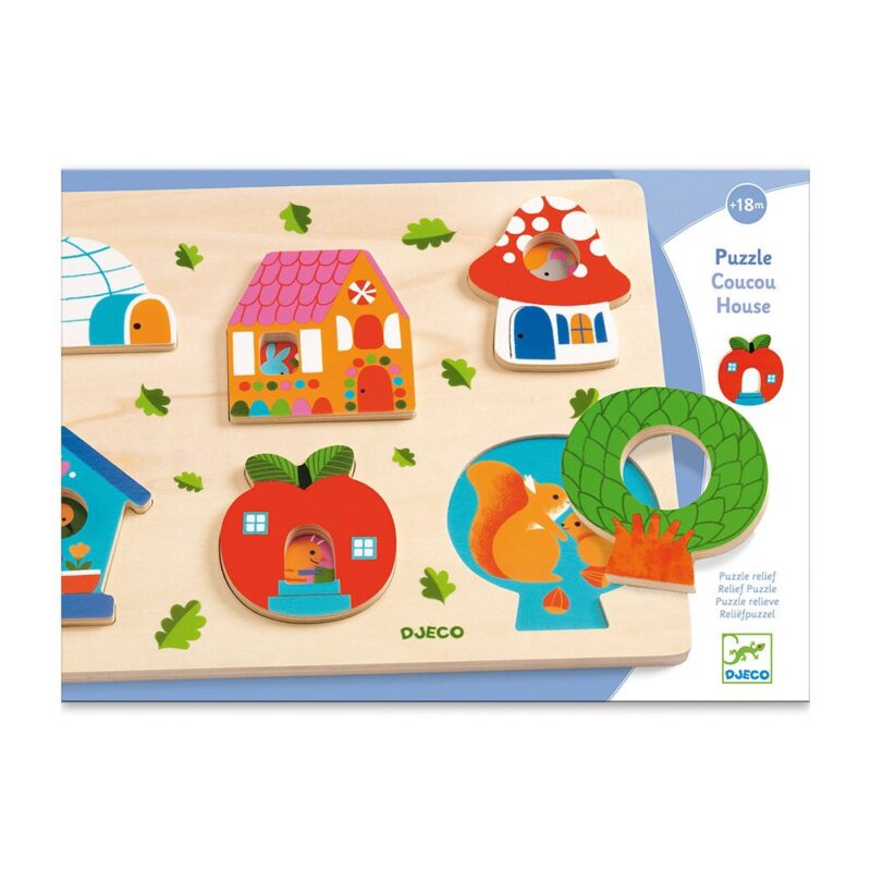 Wooden wedges Animal houses with window by Djeco
