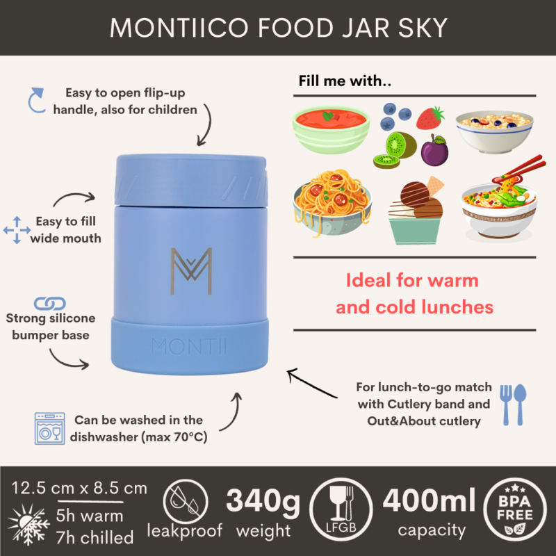 MontiiCo Insulated Food Jar Sky bumper - 400ml - Image 2