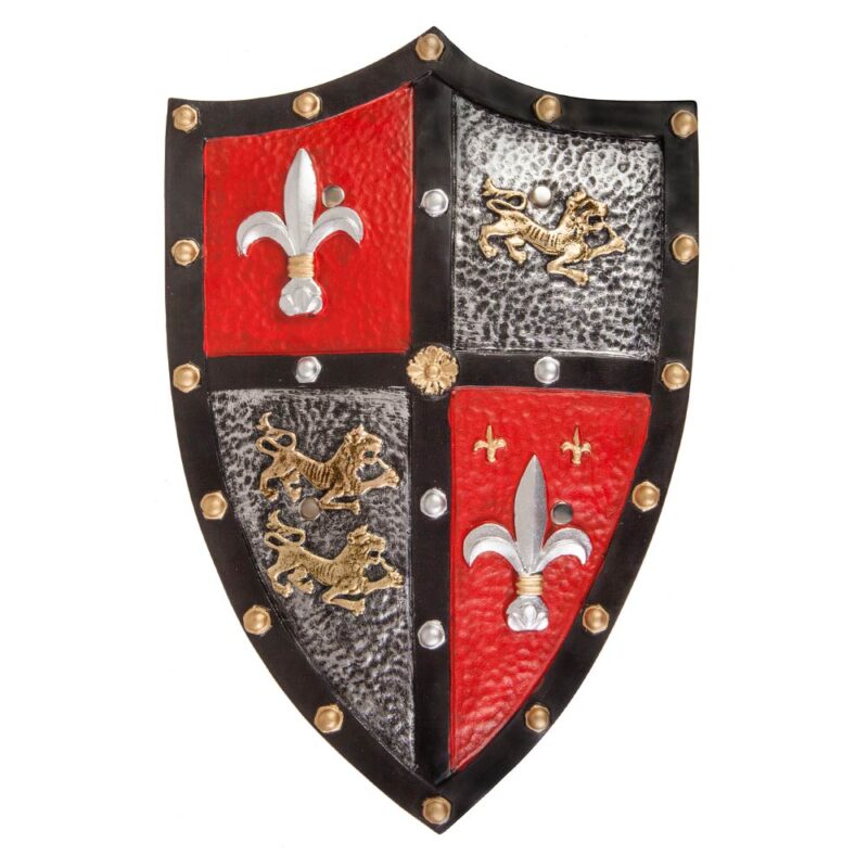 Great Pretenders Leather Effect Knight Shield Red-Silver
