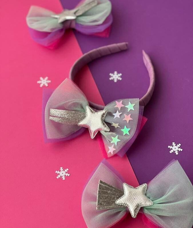 Two Glittery Pitayas Headband Purple Stars