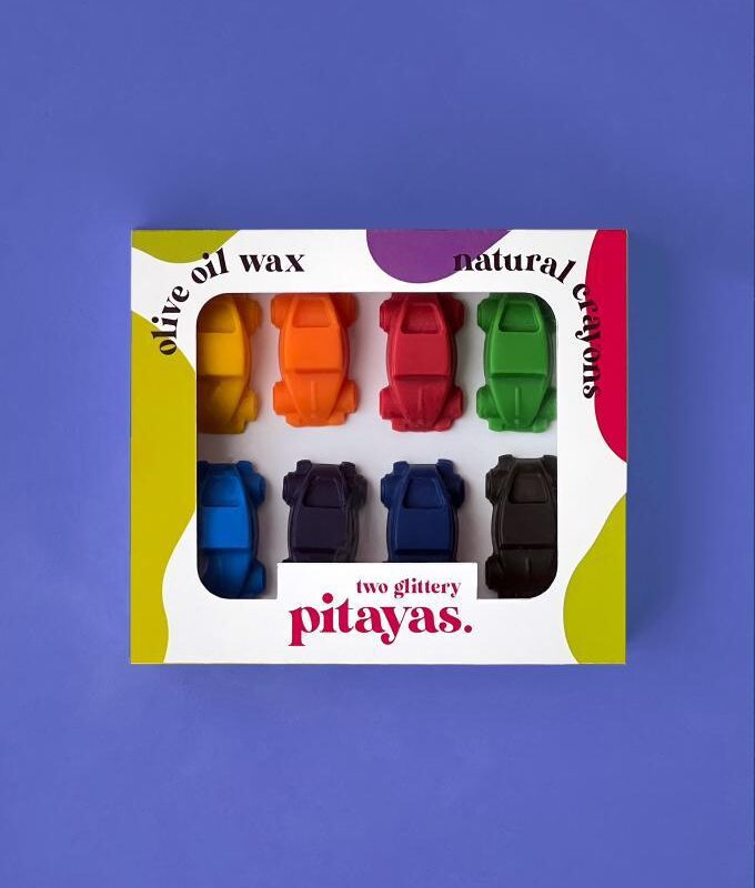 Two Glittery Pitayas Natural Crayons Palette Cars