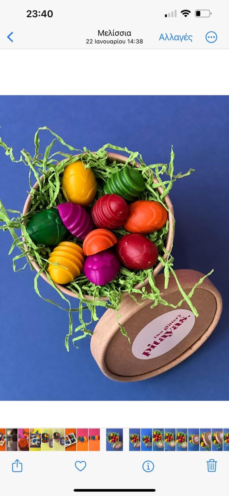 Two Glittery Pitayas Natural Crayons Easter Pot - Image 2