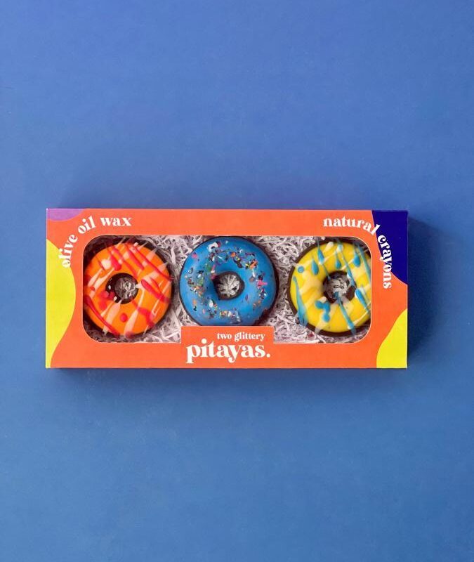 Two Glittery Pitayas Natural Crayons Giant Donuts