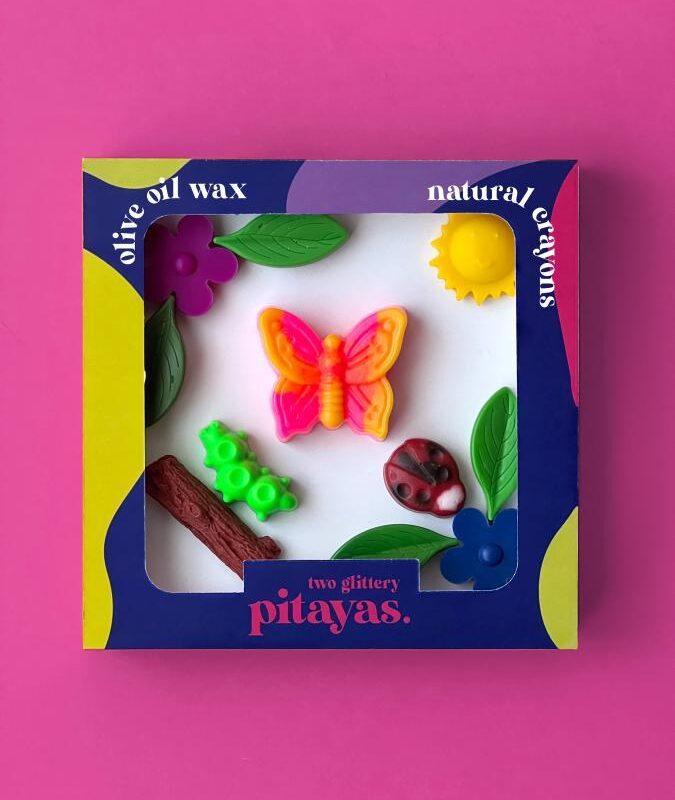 Two Glittery Pitayas Natural Crayons Fruit Storytelling Set