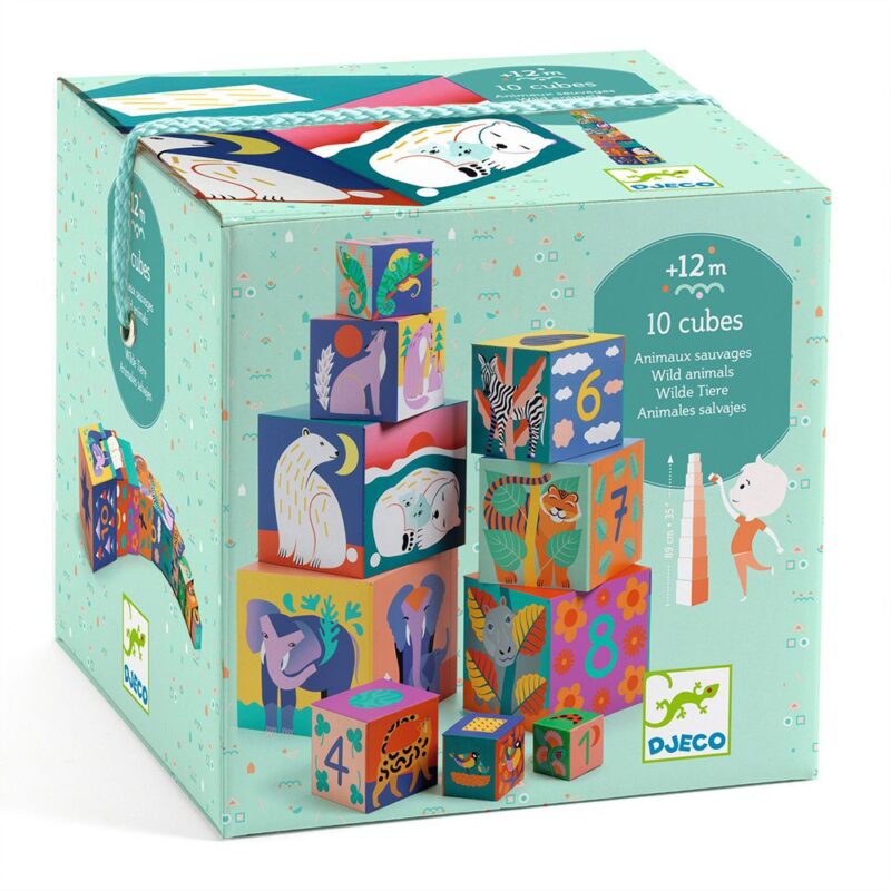 Djeco 10 Stacking - Numbering Cubes Wild Animals