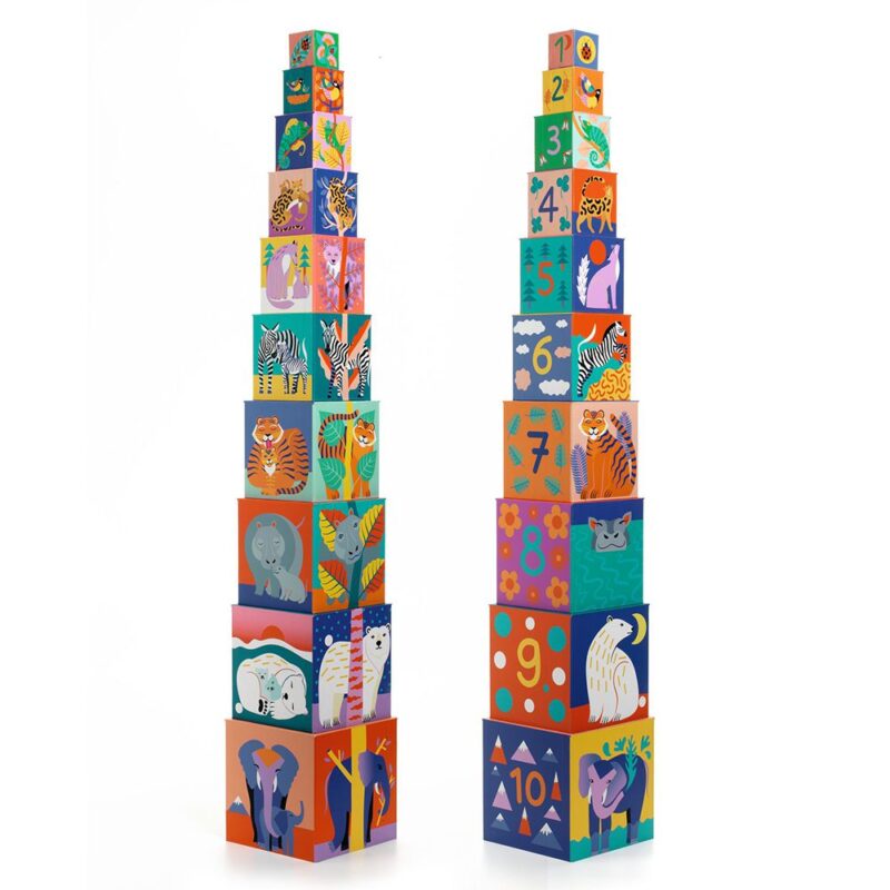 Djeco 10 Stacking - Numbering Cubes Wild Animals - Image 3