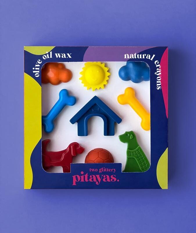 Two Glittery Pitayas Natural Crayons Pets Storytelling Set