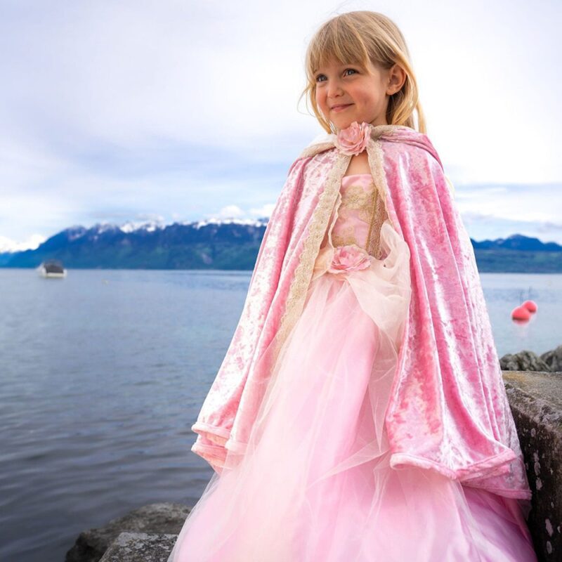 Great Pretenders Pink Velor Cape With Rose Princess 6-8 Years - Image 4