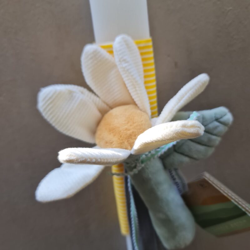 White Flower Rattle Baby Easter Candle - Image 2
