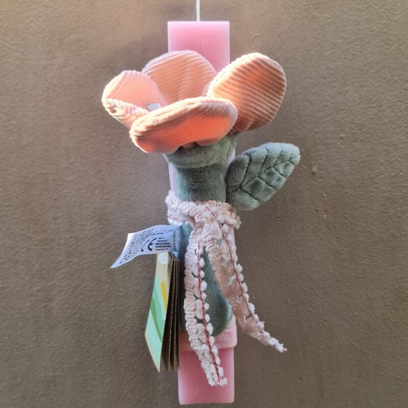 Pink Flower Rattle Baby Easter Candle