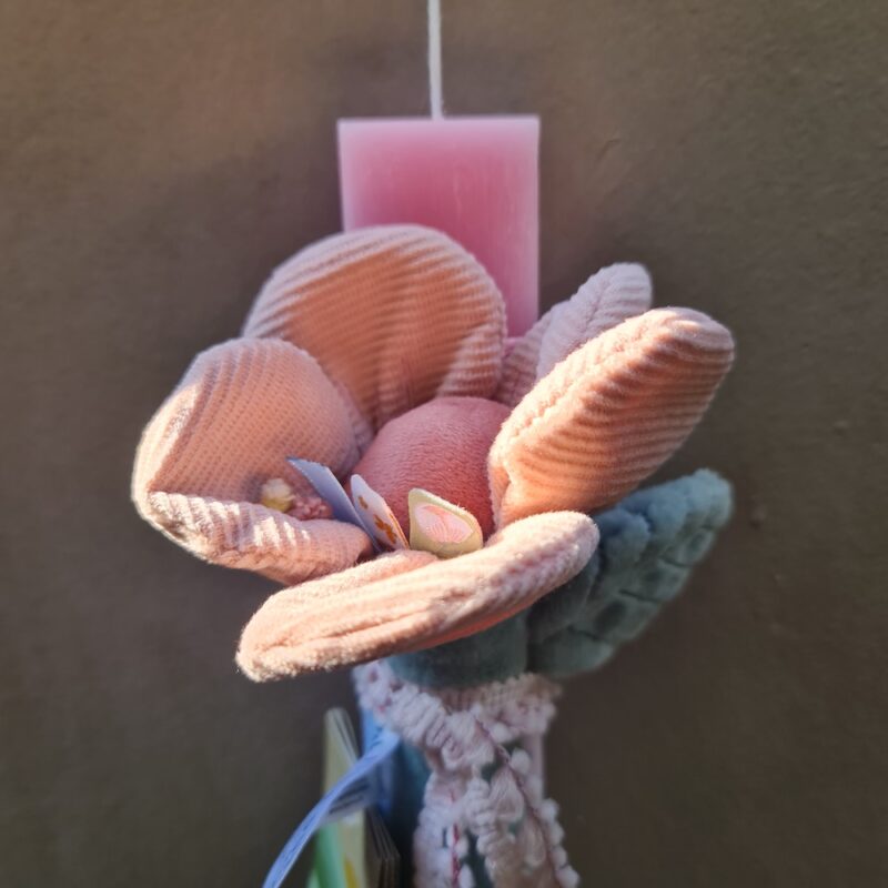 Pink Flower Rattle Baby Easter Candle - Image 2