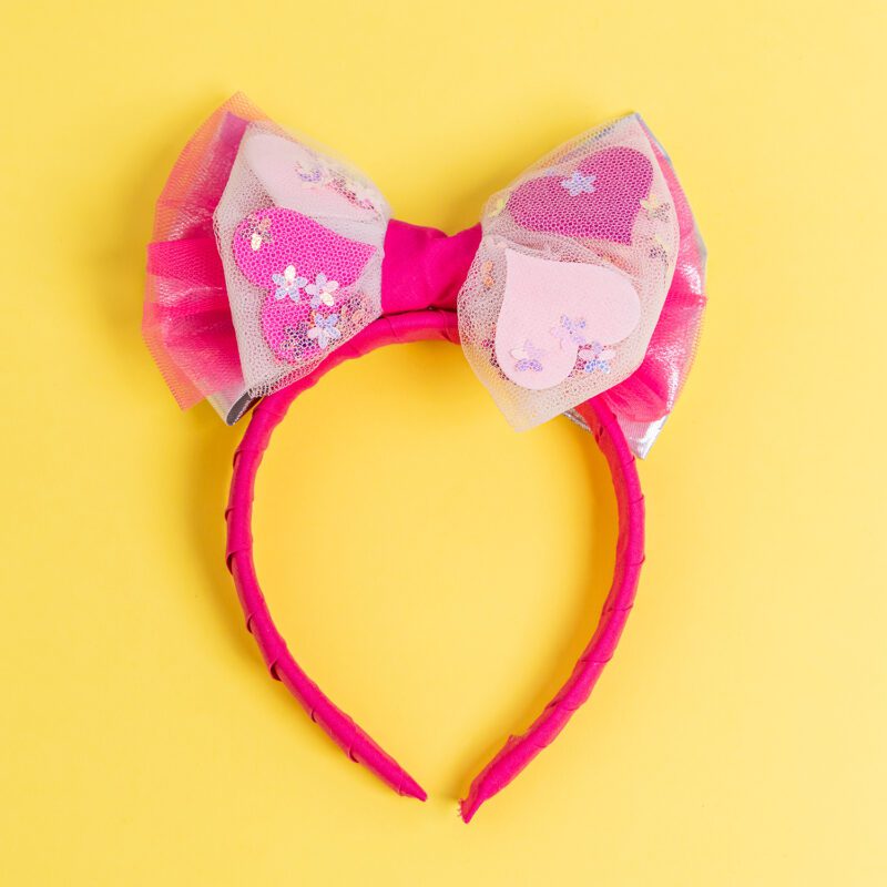 Two Glittery Pitayas Headband Pink Hearts