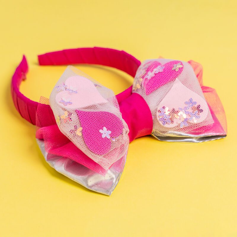 Two Glittery Pitayas Headband Pink Hearts - Image 2