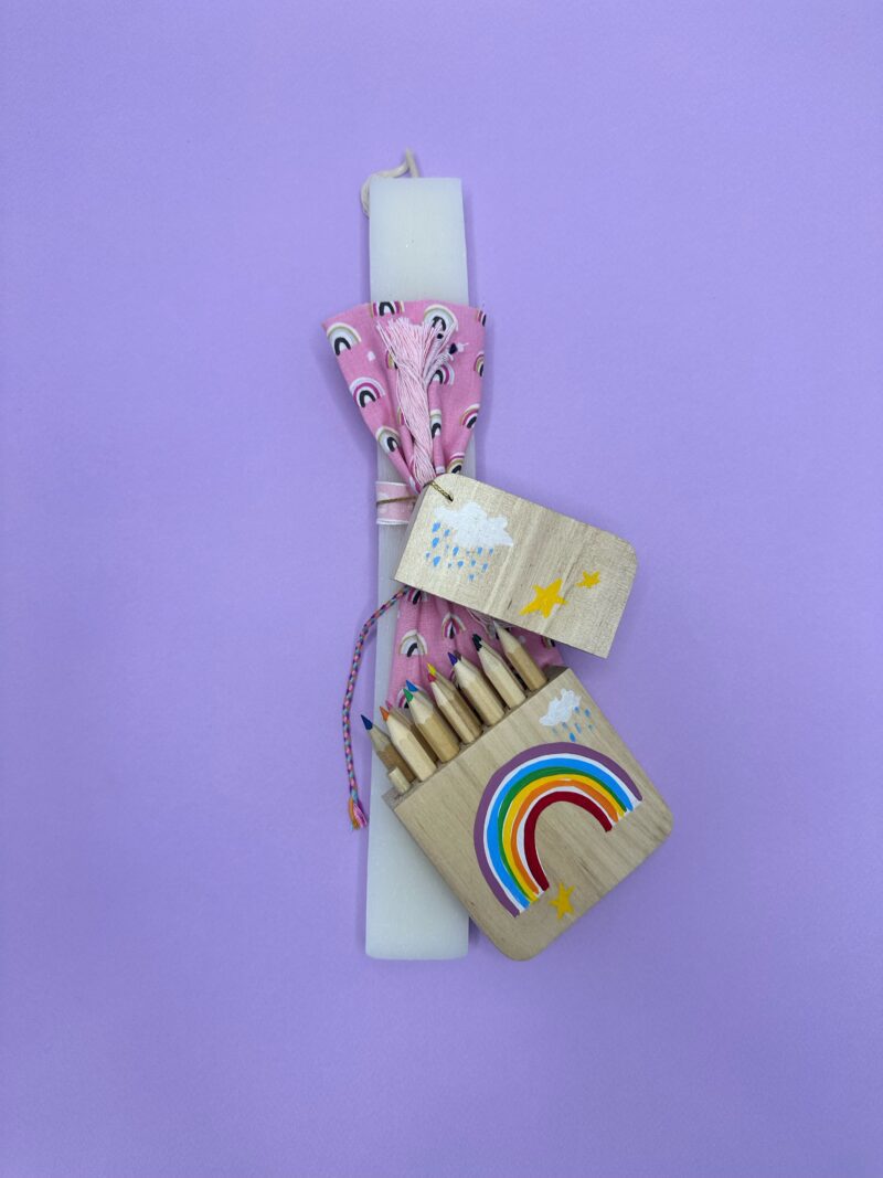 Rainbow Crayons Handmade Easter Candle
