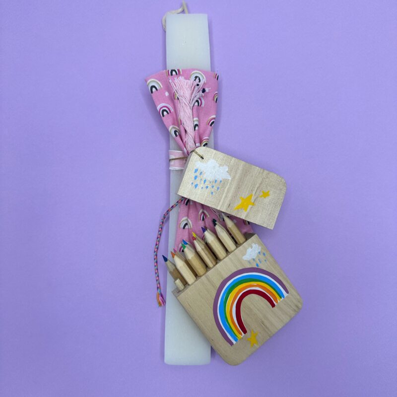 Rainbow Crayons Handmade Easter Candle
