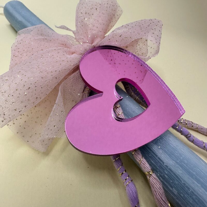 Plexi Glass Pink Heart Handmade Easter Candle - Image 2