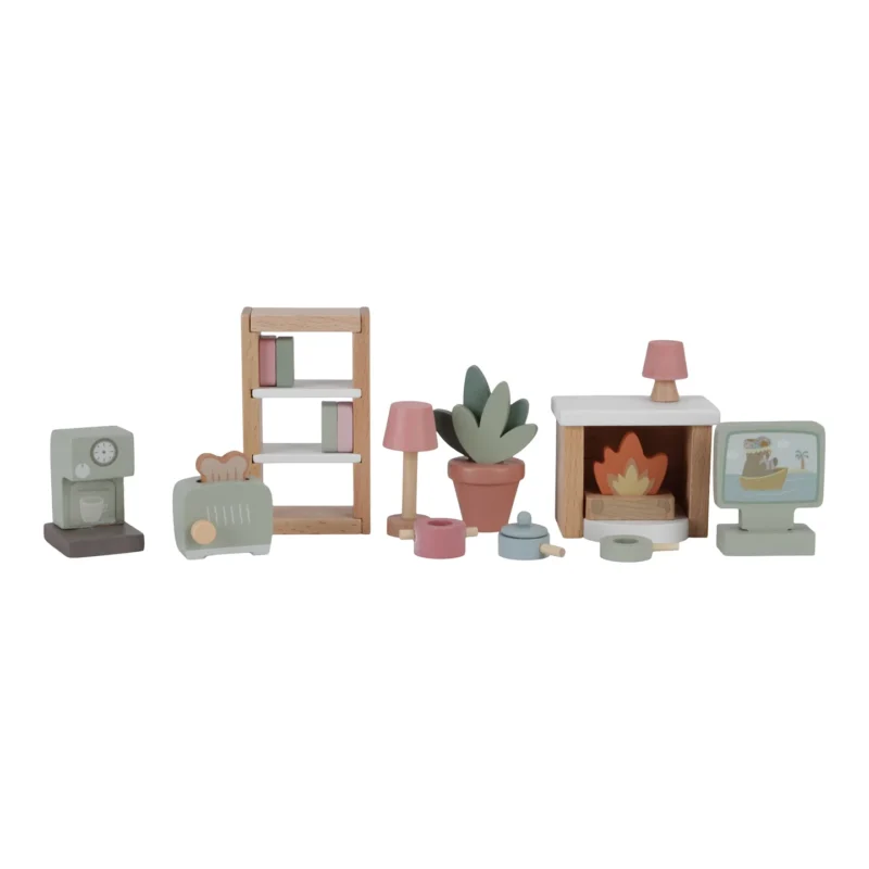 Playset With Furniture For A Wooden Dollhouse By Little Dutch