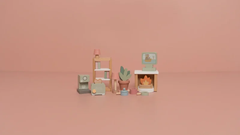 Playset With Furniture For A Wooden Dollhouse By Little Dutch - Image 2