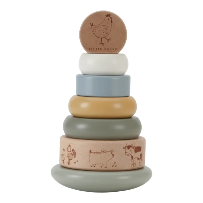 Little Farm Wooden Sort & Swing Pyramid By Little Dutch