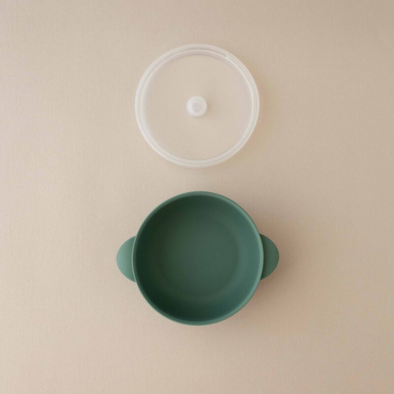 Silicone Bowl With Lid Nino Forest Green By Nok Nok