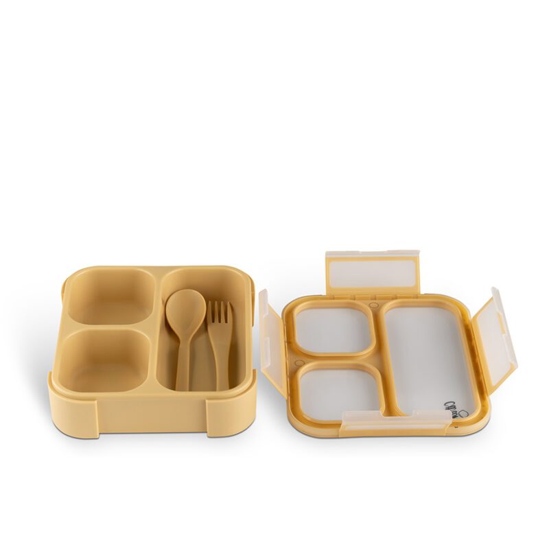 Microwavable Lunchbox with Fork and Spoon - Yellow By Citron - Image 2