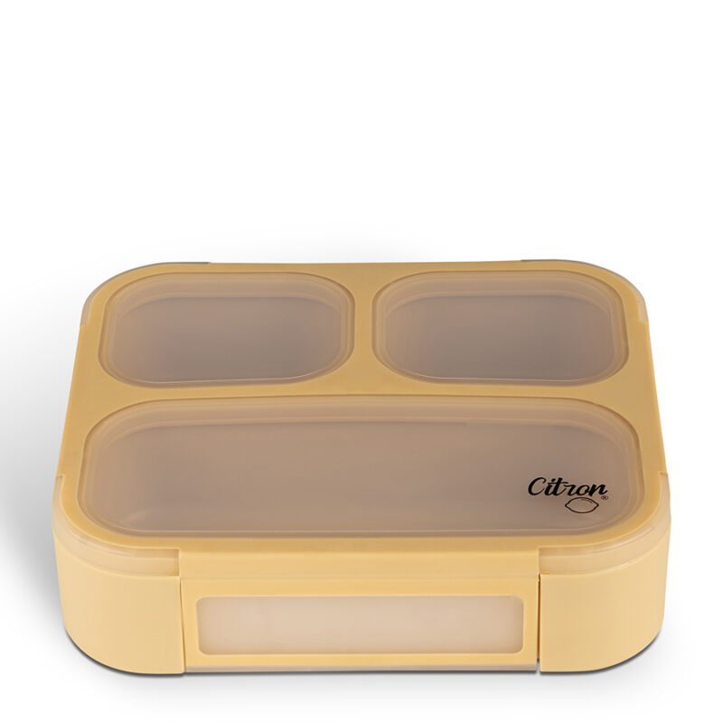 Microwavable Lunchbox with Fork and Spoon - Yellow By Citron - Image 4