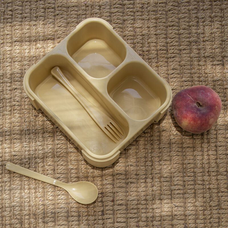 Microwavable Lunchbox with Fork and Spoon - Yellow By Citron - Image 5