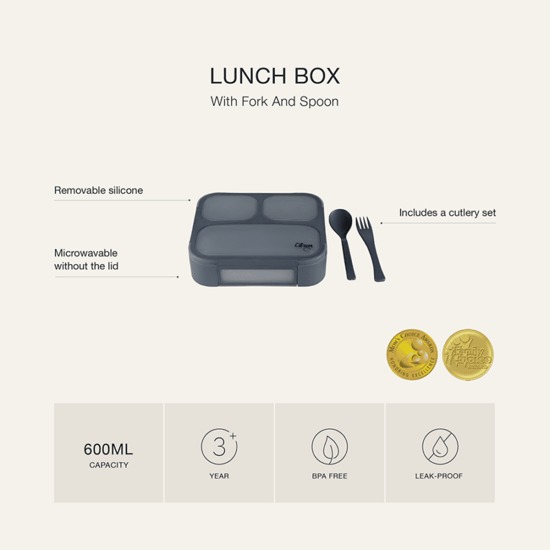Microwavable Lunchbox with Fork and Spoon - Yellow By Citron - Image 7
