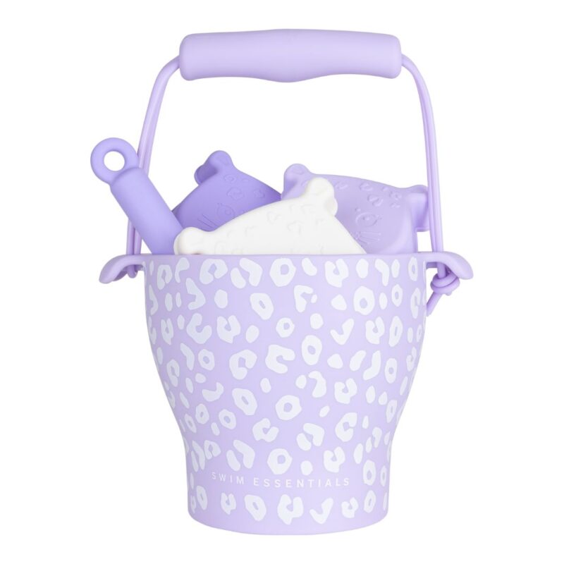 Set With Sand Toys-Bucket-Shovel-Molds Purple Leopard By Swim Essentials