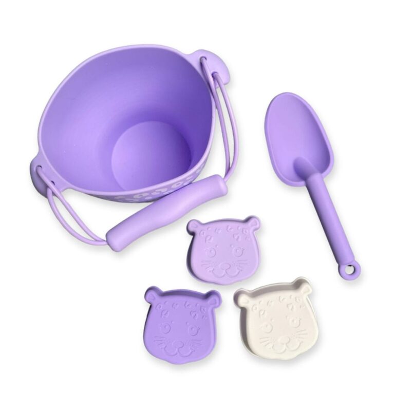 Set With Sand Toys-Bucket-Shovel-Molds Purple Leopard By Swim Essentials - Image 2