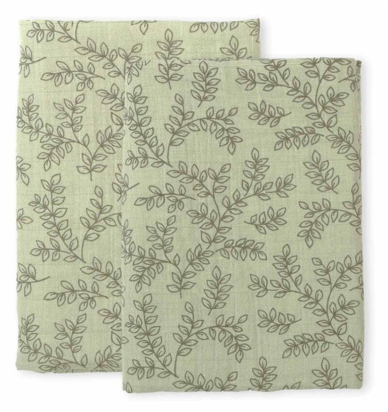 Muslin cloth set of 2 Leaves Sage By Little Lovely Company