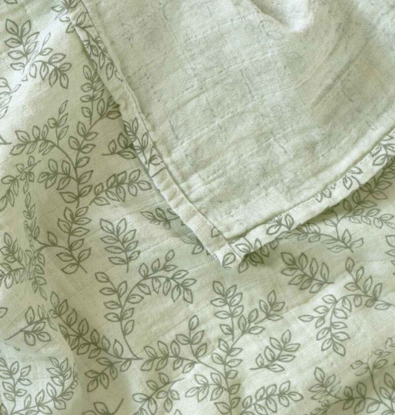 Muslin cloth set of 2 Leaves Sage By Little Lovely Company - Image 3