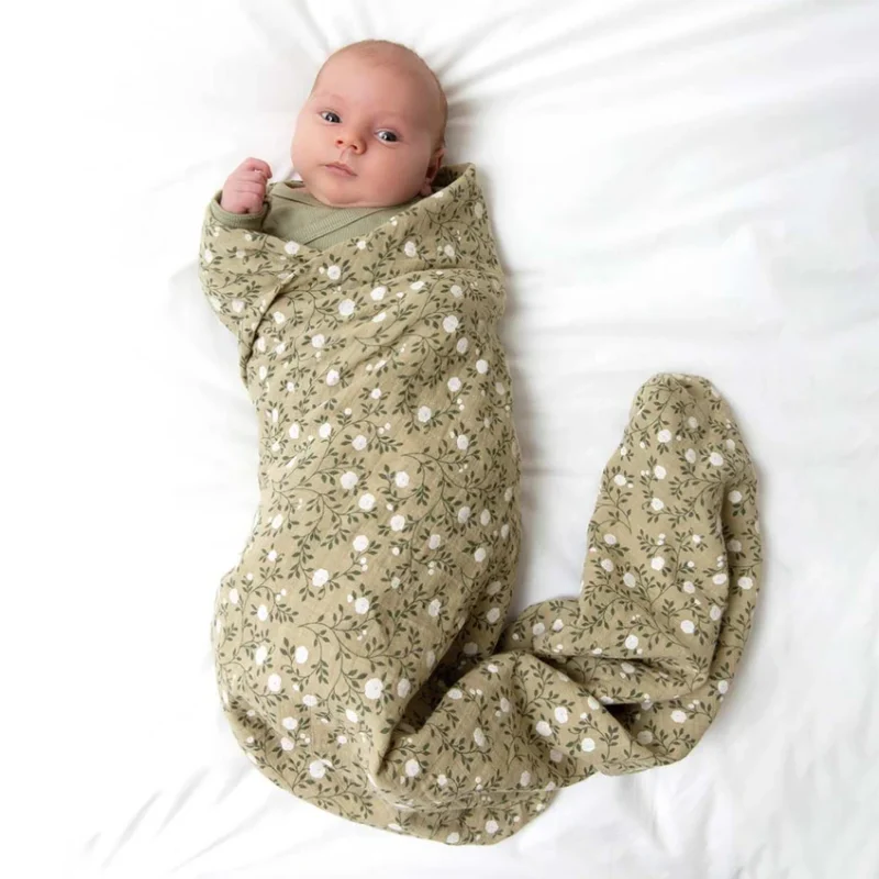 Muslin Cloth 120X120 Blossom - Dark Sage By Little Lovely Company