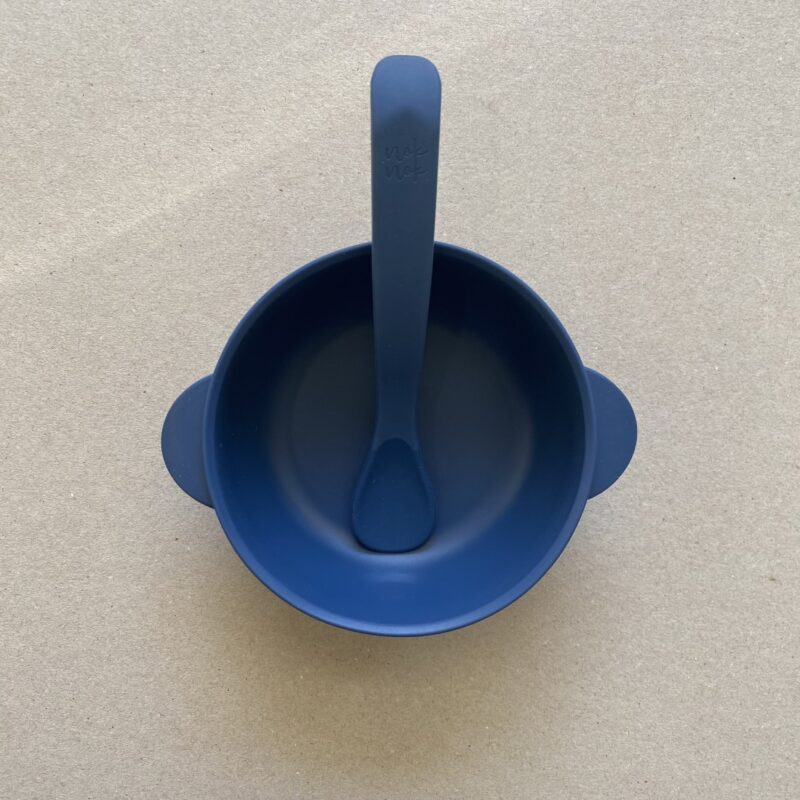 Silicone Bowl With Lid Nino Navy Blue 6m+ By Nok Nok - Image 2