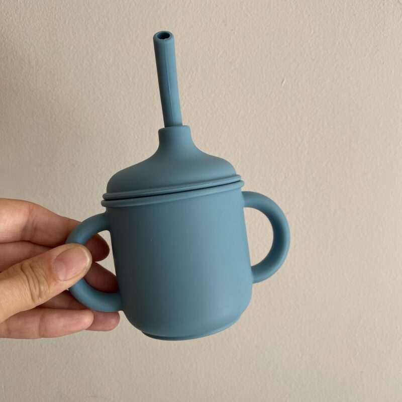 Baby Silicone Cup With Straw blue lagoon By Nok Nok