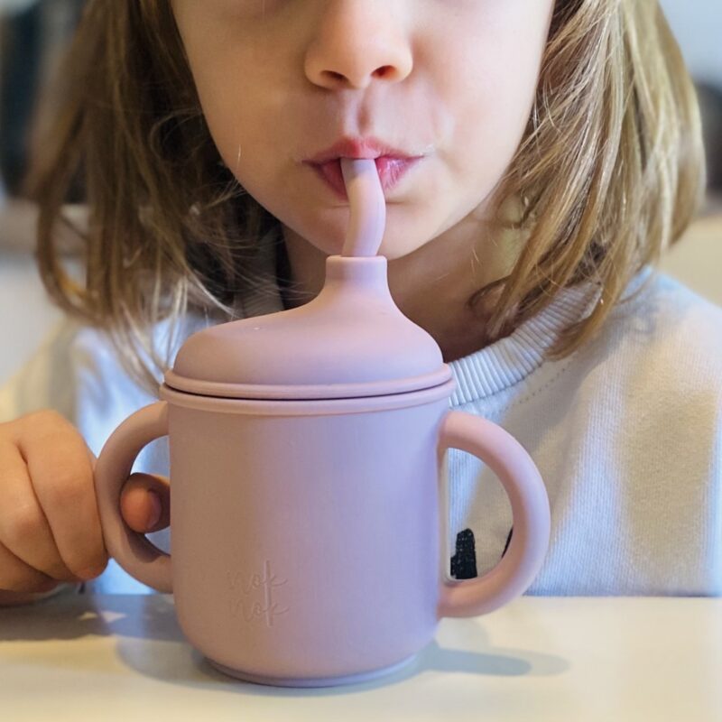 Baby Silicone Cup With Straw Dusty Pink By Nok Nok - Image 2