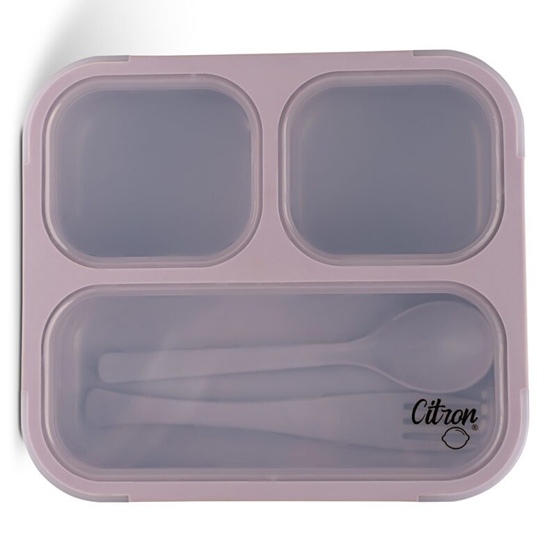 Microwavable Lunchbox with Fork and Spoon - Purple By Citron