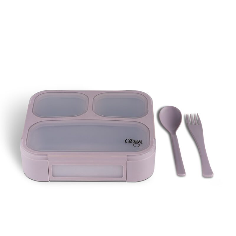 Microwavable Lunchbox with Fork and Spoon - Purple By Citron - Image 3