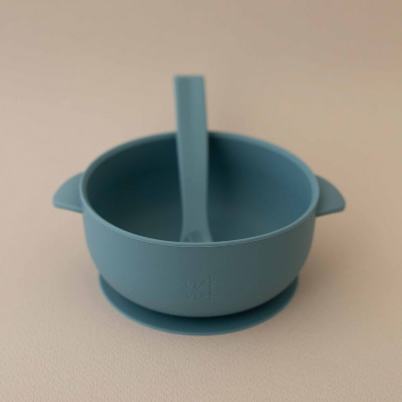 Silicone Bowl With Lid Nino Smoke Blue By Nok Nok - Image 2