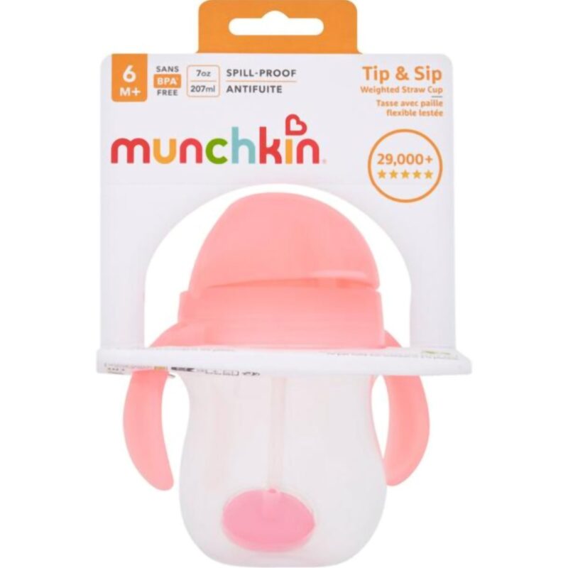 Munchkin Tip & Sip Straw Cup 6m+207ml Pink - Image 2
