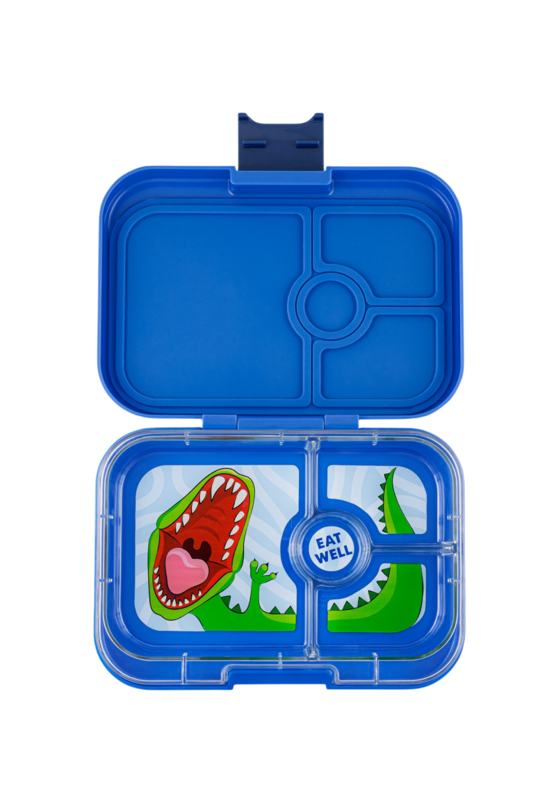 Panino - Leakproof Sandwich friendly Bento box - 4-sections - Surf Blue / Dinosaur tray By Yumbox