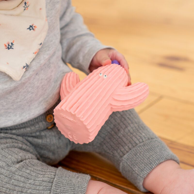 Lanco Natural Rubber Teether-Bath Toy Pink "Cactus" - Image 2
