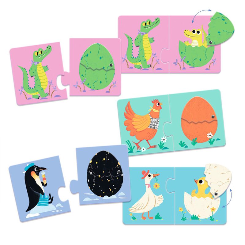 Djeco 12 2-piece Puzzle With Moving Effects The Animal And Its Egg - Image 2